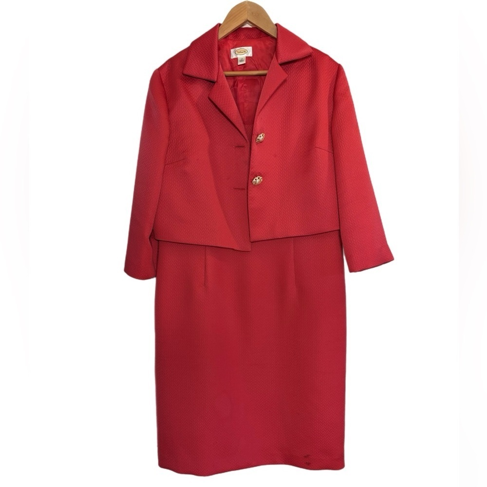 Talbots fuchsia pink sleeveless shift dress w/ matching jacket w/ back bow